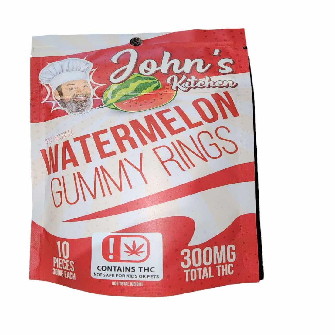 John's Kitchen Watermelon Gummy Rings 300mg