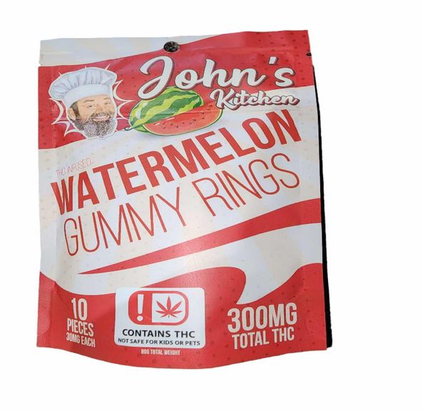 John's Kitchen Watermelon Gummy Rings 300mg