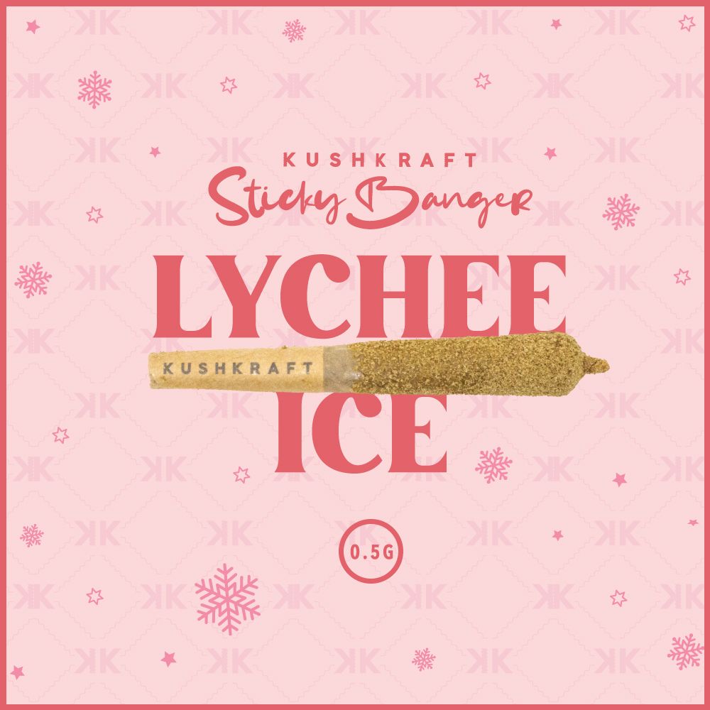 1 x 0.5g Infused Sticky Banger Pre-Roll Hybrid Lychee Ice by KushKraft