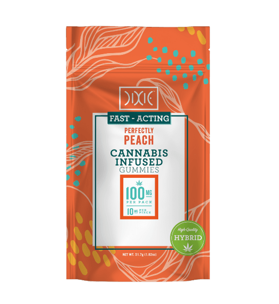 Dixie Fast Acting Gummies Perfectly Peach 100mg