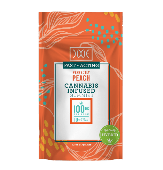 Dixie Fast Acting Gummies Perfectly Peach 100mg