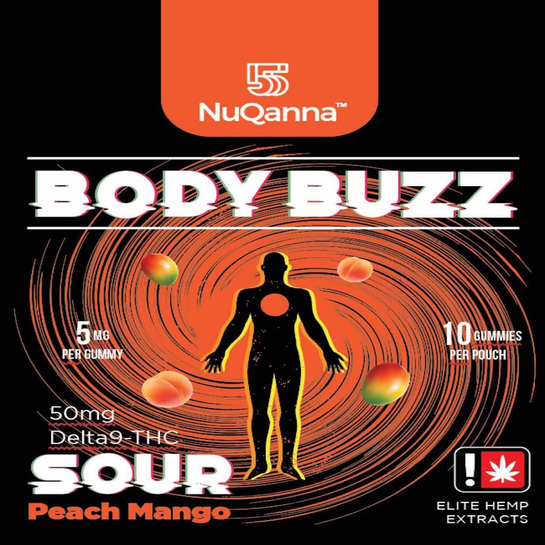 Body Buzz: Full Spectrum: 50mg: SOUR Peach Mango