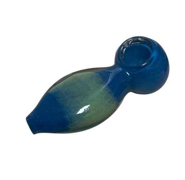 3" Oval Press Blue Glass Hand Pipe