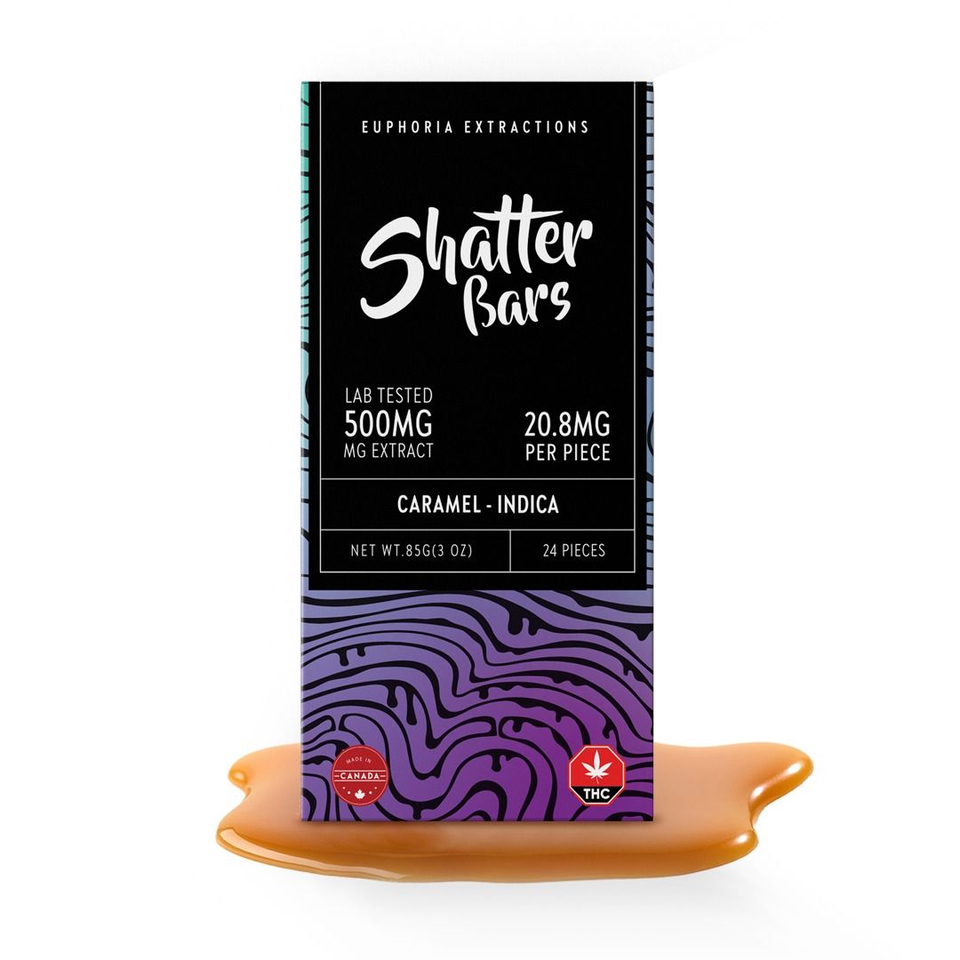 500mg Indica Caramel Shatter Bar by Euphoria Extractions