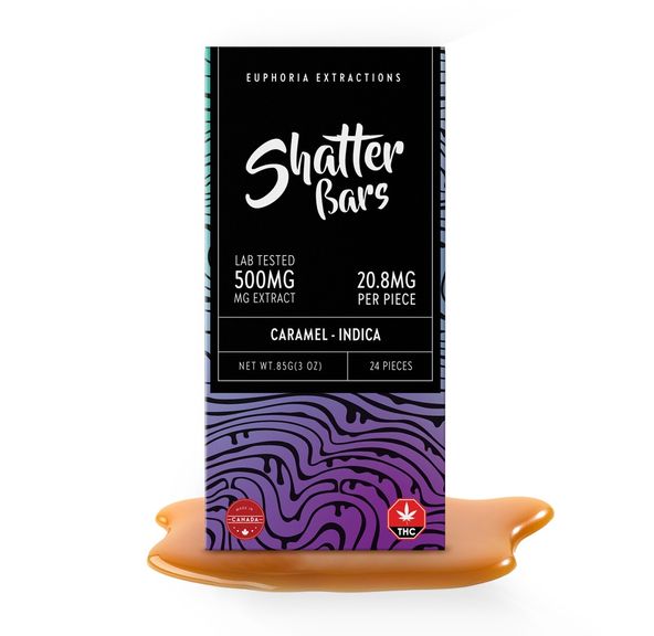 500mg Indica Caramel Shatter Bar by Euphoria Extractions