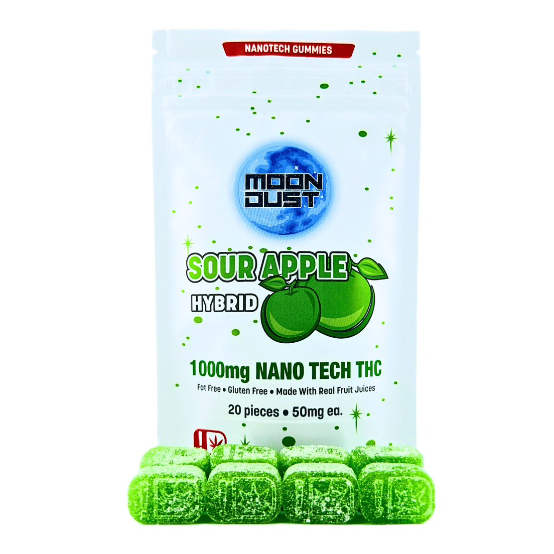 Moon Dust Nanotech Gummies 1000mg Hybrid (Sour Apple)