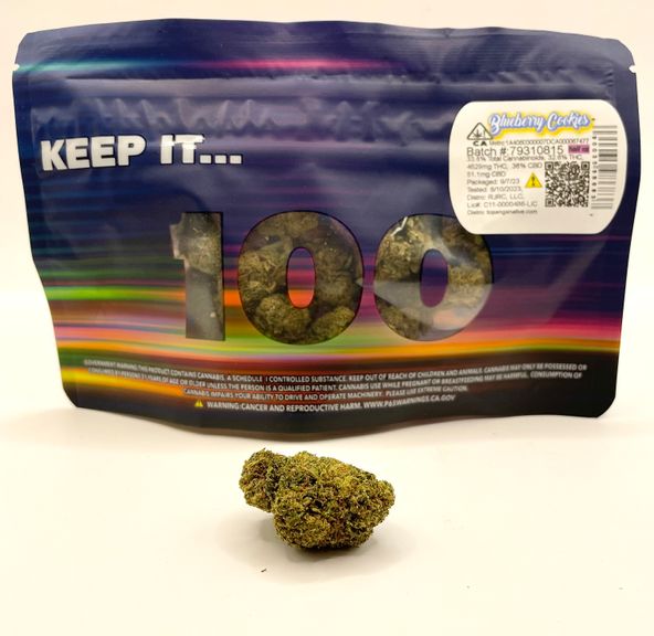 *PRE-ORDER ONLY Deal! $75 1/2 oz. Blueberry Cookies (33.8%/Hybrid - Indica Dom.) - Keep it 100