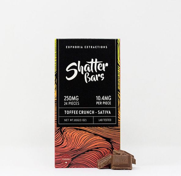 250mg Sativa Toffee Crunch Shatter Bar by Euphoria Extractions