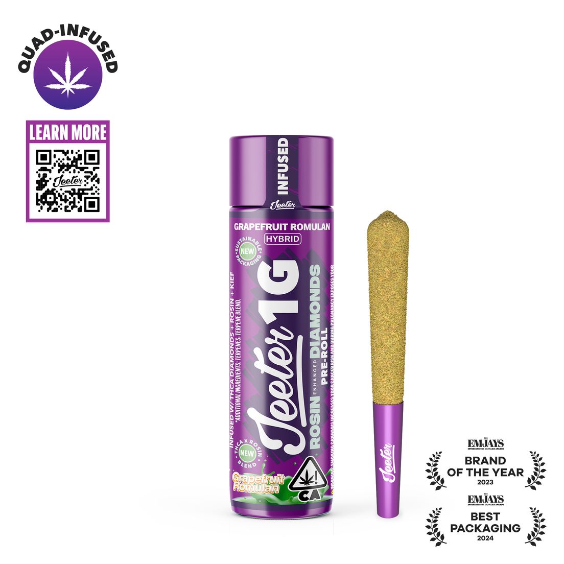 Jeeter | Quad Infused | Preroll | 1g | Grapefruit Romulan