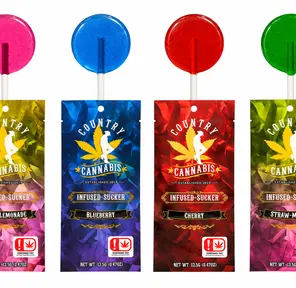 COUNTRY CANNABIS CHERRY INFUSED SUCKER 100MG
