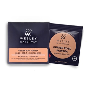 Ginger Rose Puritea 1:1 20mg CBD:20mg THC 10-pack | Wesley Tea