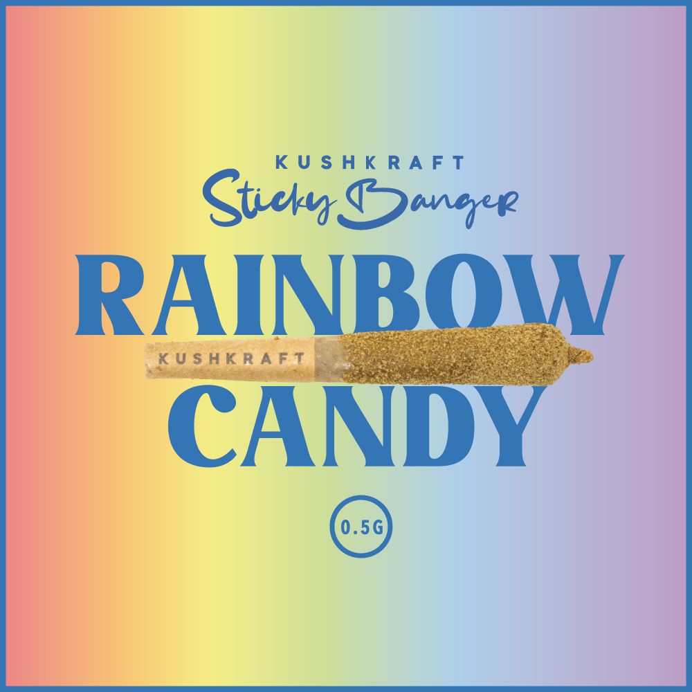 1 x 0.5g Infused Sticky Banger Pre-Roll Indica Rainbow Candy by KushKraft