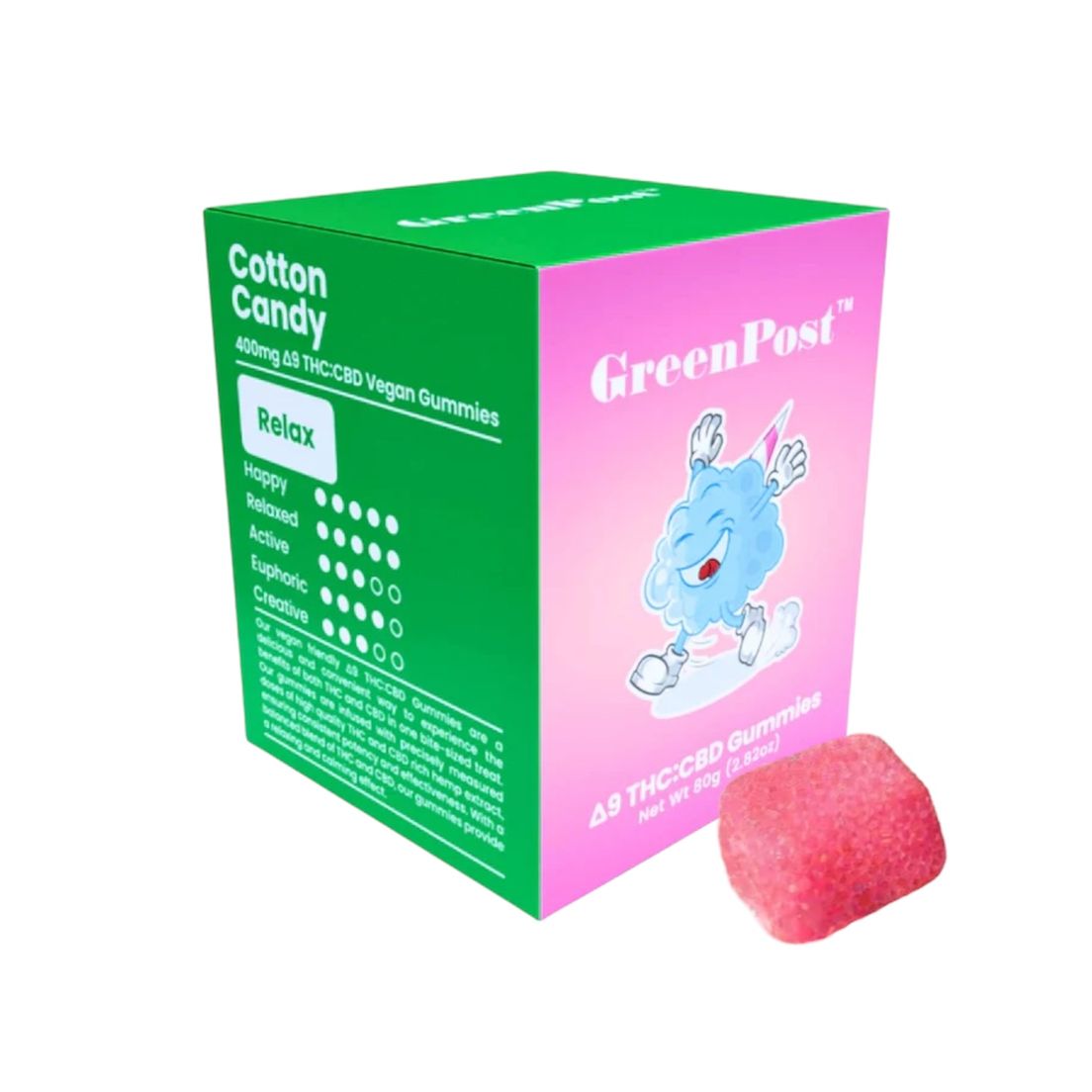 Green Post Vegan Gummies Cotton Candy 400mg -20pcs