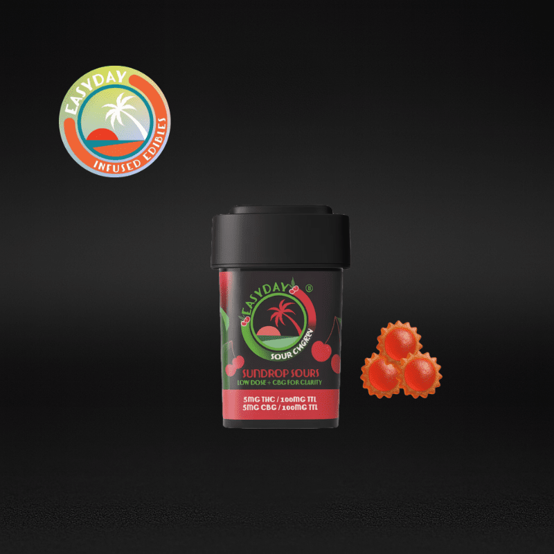 Easyday Edibles | Sour Cherry - Sundrops CBG | 5mg each - 100mg THC:CBG Total