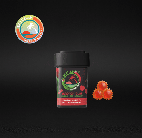 Easyday Edibles | Sour Cherry - Sundrops CBG | 5mg each - 100mg THC:CBG Total