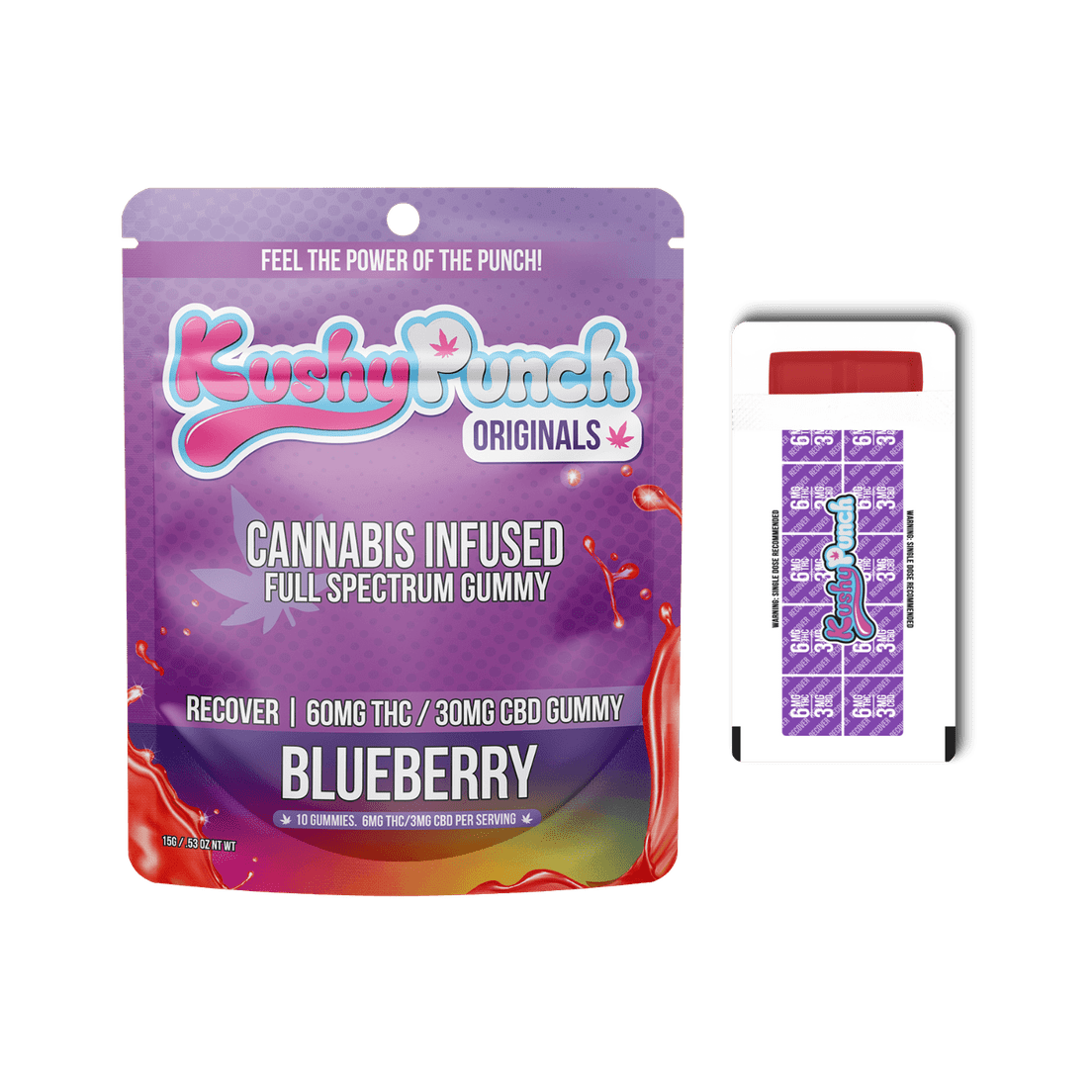 Kushy Punch | Gummies | 1pk | Recover CBD/THC | Blueberry