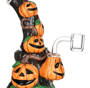 AFG Distribution- Piled Up Pumpkin Patch- 3D Painted- Glass Dab Rig- 7"/14mm F