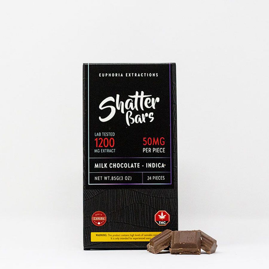 1200mg Indica Milk Chocolate Shatter Bar by Euphoria Extractions