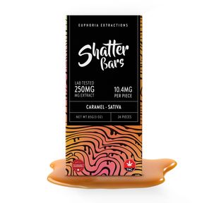 250mg Sativa Caramel Shatter Bar by Euphoria Extractions