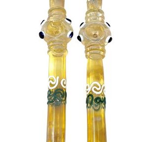 10" SILVER FUMED MILTI EYEBALL BOWL STEAMROLLER