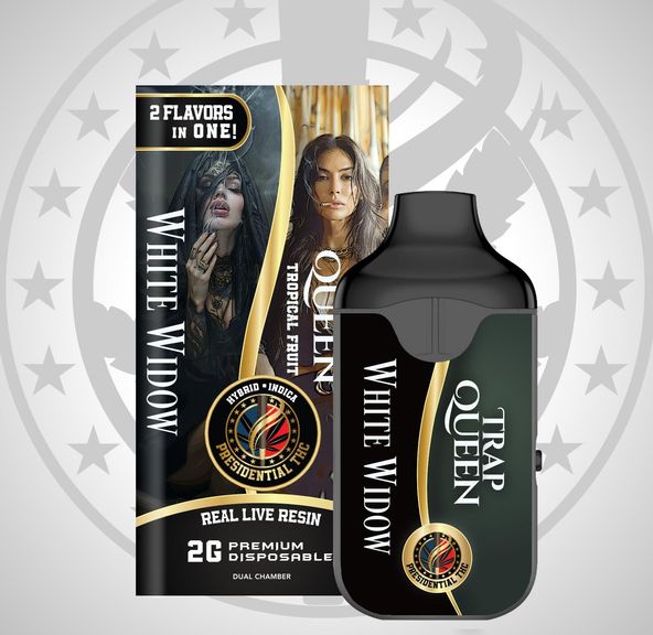 PRESIDENTIAL THC WHITE WIDOW/TRAP QUEEN LIVE RESIN DUAL CHAMBER DISPOSABLE 2G