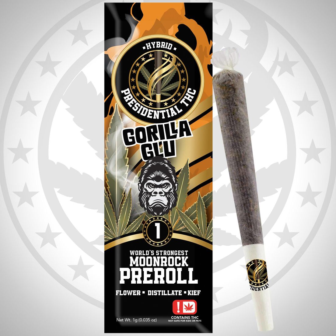 PRESIDENTIAL THC GORILLA GLU MOONROCK PREROLL 1G