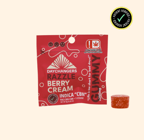 DAY CHANGERS RAZZLE BERRY CREAM THC:CBD:CBN SINGLE SERVE GUMMY 250MG