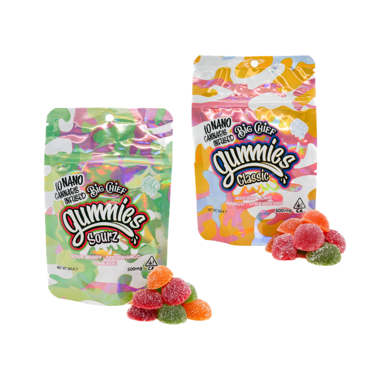 Big Chief 500MG Gummies Sourz ( Sour Berry - Sour Mango - Limade )