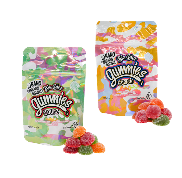 Big Chief 500MG Gummies Sourz ( Sour Berry - Sour Mango - Limade )
