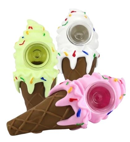 Bd#4 Silicone Hand Pipe Ice Cream Cone Shaped