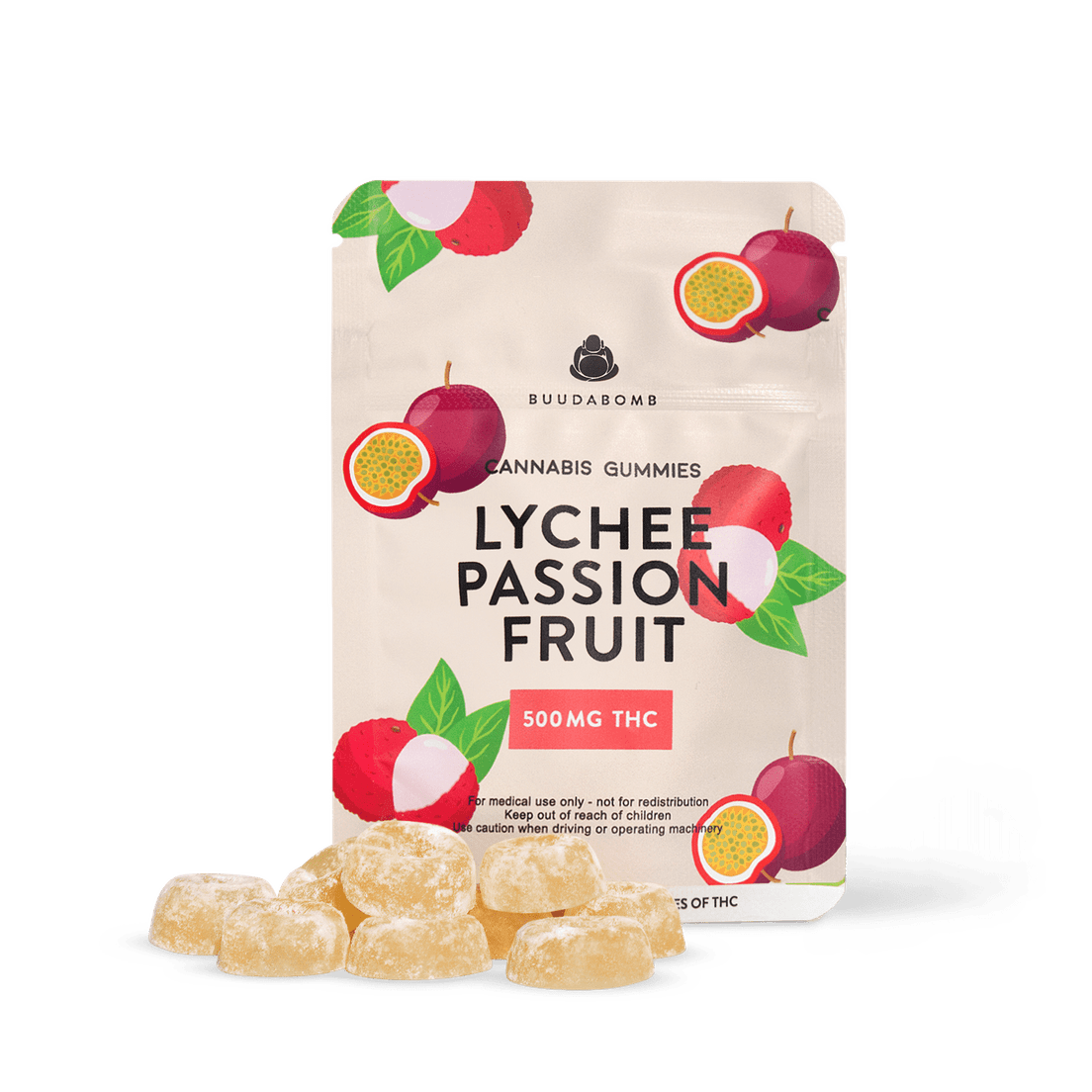BUUDABOMB LYCHEE PASSION FRUIT GUMMIES 500mg