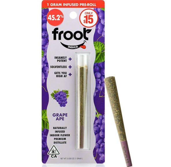 D. Froot 1g Infused Pre Roll - Grape Ape (I)
