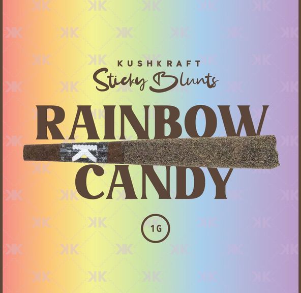 1 x 1g Shatter Infused Indica Blunt Blue Rhino Rainbow Candy by KushKraft