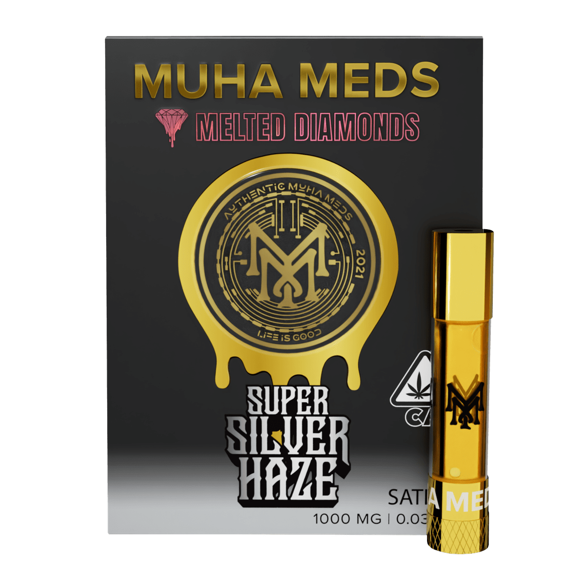 Muha | Vape Cart | 1g | Melted Diamonds | Super Silver Haze