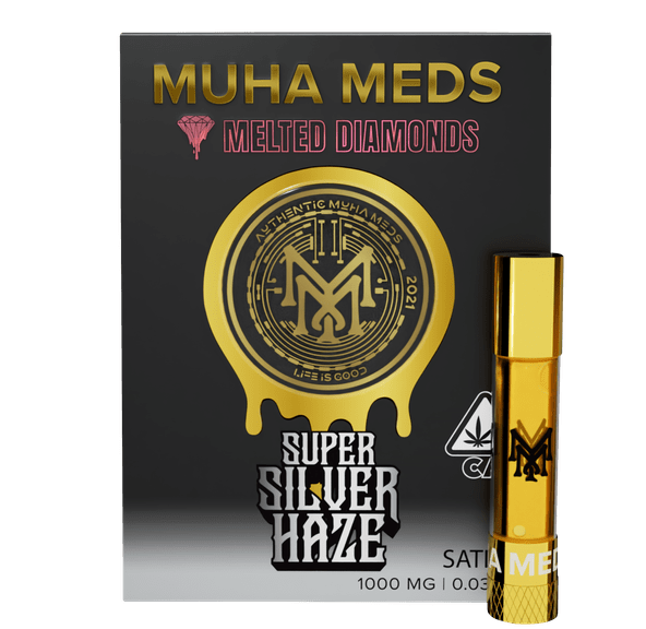 Muha | Vape Cart | 1g | Melted Diamonds | Super Silver Haze