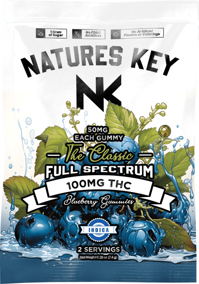 NATURES KEY BLUEBERRY FULL SPECTRUM GUMMIES 100MG.