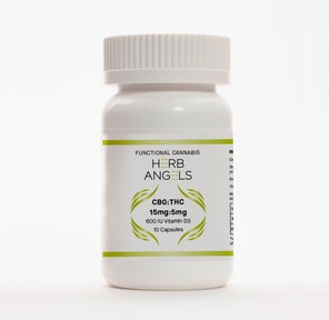 Capsules: Vitamin D 200mg CBG:THC (10x15mg CBG: 5mg THC) Capsules by Herb Angels