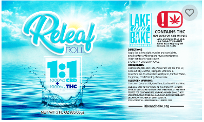 1000mg Releaf Roll-on 1:1 THC:CBD
