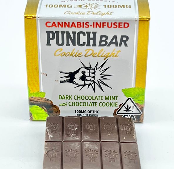 Dark Chocolate Mint & Chocolate Cookie - Edible Bar (THC 100mg) by Punch Edibles