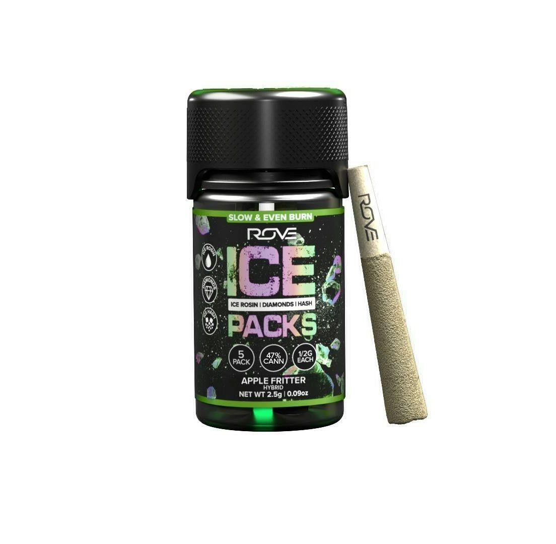 Rove- Apple Fritter Ice Packs Rosin, Diamond, Hash Infused Prerolls 5pk 2.5g (H)