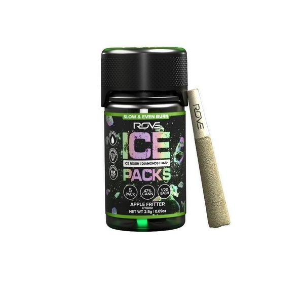 Rove- Apple Fritter Ice Packs Rosin, Diamond, Hash Infused Prerolls 5pk 2.5g (H)