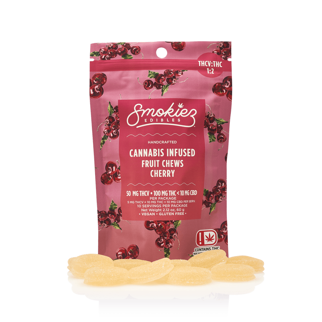 SMOKIEZ Cherry 50mg THCV : 100mg THC Fruit Chews