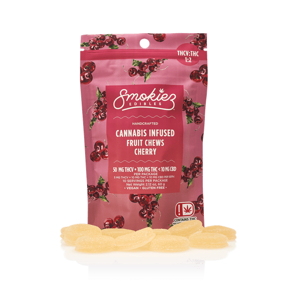 SMOKIEZ Cherry 50mg THCV : 100mg THC Fruit Chews
