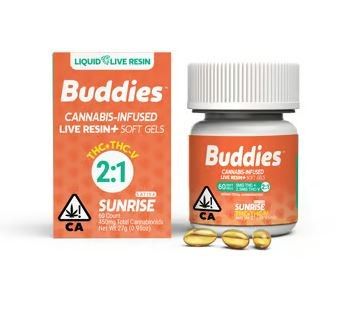 Buddies Live Resin THCv Capsules Sunrise 60pk 2:1