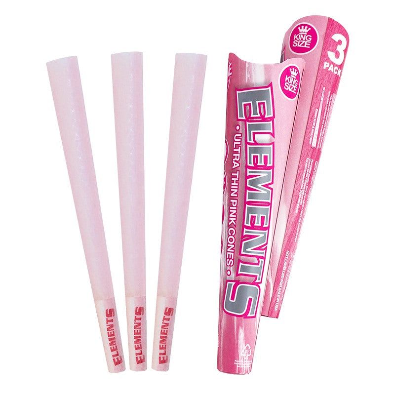 Elements - PINK King Size Ultra Thin Pre-Rolled Cones | 109mm - Pink Rice Paper