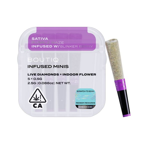 Boutiq Infused Mini Pre-roll 5pk Purple Haze 2.5g