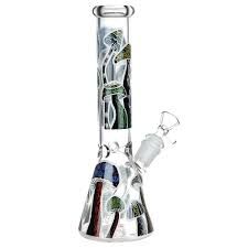 Bong - 10" Shrooms Are Watching Glow Beaker Bong