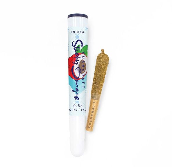 1 x 0.5g Infused Sticky Banger Pre-Roll Indica Purple Petro Lychee Ice by KushKraft