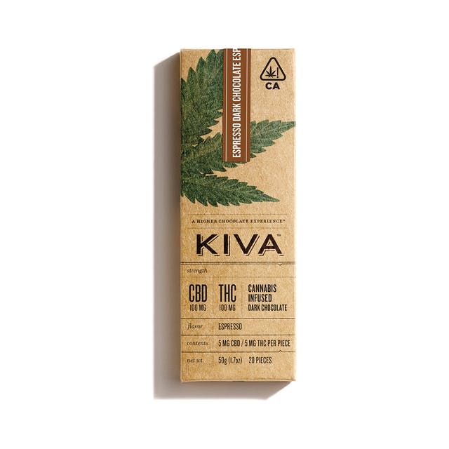 KIVA - Kiva Bar Dark Chocolate Espresso CBD- 100mg