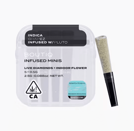 Boutiq Infused Mini Pre-roll 5pk Grapez x Pluto 2.5g
